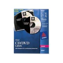 Avery CD/DVD Label(s) - Permanent Adhesive Length - 2 / Sheet - Circle - Laser - Clear - 40 / Pack