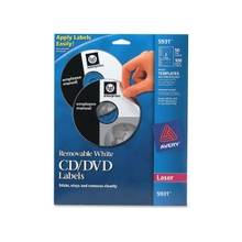 Avery CD/DVD Label - Removable Adhesive Length - 2 / Sheet - Circle - Laser - White - 50 / Pack