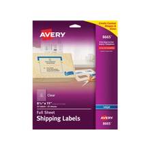 Avery Easy Peel Mailing Labels - Permanent Adhesive - 8.50" Width x 11" Length - 1 / Sheet - Rectangle - Inkjet - Clear - 25 / Pack