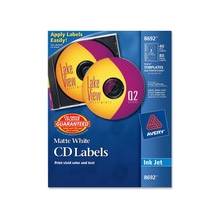 Avery CD/DVD Label - Permanent Adhesive Length - Inkjet - White - 40 / Pack