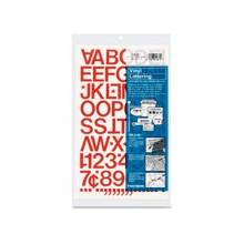 Chartpak Vinyl Letters and Numbers - 12 Numbers, 76 Capital Letters - Self-adhesive - Easy to Use - 1" Height - Red - Vinyl - 1 / Pack