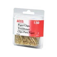 ACCO® Gold Tone Clips - Jumbo - 20 Sheet Capacity - Long Lasting, Durable - 50 / Pack - Gold