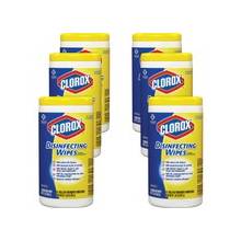 Clorox Disinfecting Wipes - Wipe - Lemon Scent - 75 / Canister - 6 / Carton - Yellow