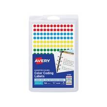 Avery Round Color-Coding Label - Removable Adhesive - 0.25" Diameter - 192 / Sheet - Circle - Assorted - Paper - 760 / Pack