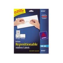 Avery Repositionable Mailing Label - Removable Adhesive - 2.63" Width x 1" Length - 30 / Sheet - Rectangle - Inkjet - White