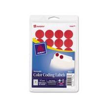 Avery Color Coded Label - Removable Adhesive - 0.75" Diameter - 24 / Sheet - Round - Inkjet, Laser - Red - Paper - 1008 / Pack