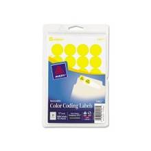 Avery Custom Print Round Color-Coding Labels - Removable Adhesive - 0.75" Diameter - 24 / Sheet - Round - Laser, Inkjet - Yellow - 1008 / Pack