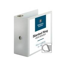 Business Source Slanted Ring Presentation Binder - 5" Binder Capacity - D-Ring Fastener - Polypropylene - White - 1 Each