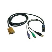 Tripp Lite 15ft USB / PS2 Cable Kit for KVM Switches B020-U08 / U16 & B022-U16 - 15 ft - HD-18 Male Keyboard/Video/Mouse - HD-15 Male VGA, Mini-DIN (PS/2) Male Keyboard/Mouse, Type A Male USB - Black"