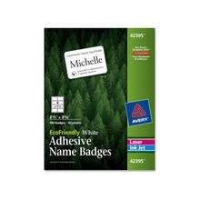 Avery EcoFriendly Name Badge Labels - Permanent/Water Based Adhesive - "2.33" Width x 3.38" Length - 8 / Sheet - Rectangle - Inkjet, Laser - White - Paper - 160 / Pack
