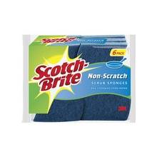 Scotch-Brite Non-Scratch Scrub Sponges - 2.5" Height x 4.4" Width x 0.8" Depth - 6/Pack - Blue