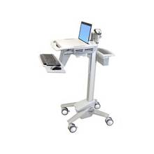 Ergotron StyleView EMR Laptop Cart - 18 lb Capacity - 4 Casters - Aluminum, Plastic, Zinc Plated Steel - 18.3" Width x 50.5" Height - White, Gray, Polished Aluminum