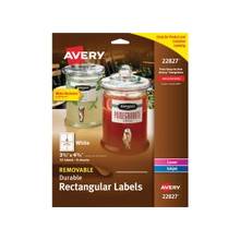 Avery Removable Durable Rectangular Labels - Removable Adhesive - "3.50" Width x 4.75" Length - 4 / Sheet - Laser, Inkjet - White - Polyester - 32 / Pack