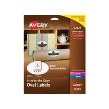 Avery Promotional Label - Permanent Adhesive - 2" Width x 3.33" Length - 8 / Sheet - Oval - Inkjet, Laser - Ivory - 80 / Pack