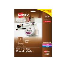 Avery Promotional Label - Permanent Adhesive - 2" Diameter - 12 / Sheet - Circle - Inkjet, Laser - Clear - 144 / Pack