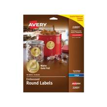 Avery Promotional Label - Permanent Adhesive - 2" Diameter - 12 / Sheet - Circle - Inkjet - Gold - 96 / Pack