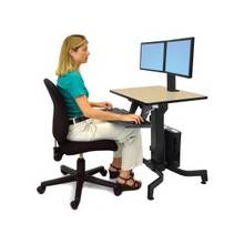 Ergotron WorkFit-PD, Sit-Stand Desk (Birch) - Rectangle Top - 31.50" Table Top Width x 23.50" Table Top Depth x 0.88" Table Top Thickness - 51.50" Height - Black
