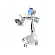 Ergotron StyleView EMR Cart with LCD Arm, SLA Powered - 35 lb Capacity - 4 Casters - Plastic, Aluminum, Zinc Plated Steel - x 50.5" Height - Gray, White, Polished Aluminum