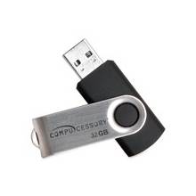 Compucessory 32GB USB 3.0 Flash Drive - 32 GB - USB 2.0 - Silver - 1 Pack