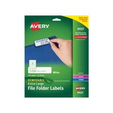 Avery Extra-Large TrueBlock Filing Labels - Removable Adhesive - 0.94" Width x 3.44" Length - 18 / Sheet - Rectangle - Laser, Inkjet - White - 450 / Pack