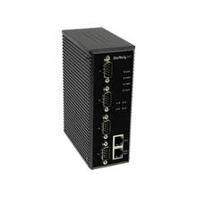 StarTech.com 4 Port Industrial RS-232 / 422 / 485 Serial to IP Ethernet Device Server - PoE-Powered - 2x 10/100Mbps Ports - 2 x Network (RJ-45) - 4 x Serial Port - PoE Ports - Fast Ethernet - Wall Mountable, Rail-mountable