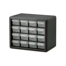 Akro-Mils 16-Drawer Plastic Storage Cabinet - 16 Drawer(s) - 8.5" Height x 6.4" Width - Floor, Wall Mountable - Black, Clear - Polymer, Plastic - 1Each