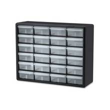 Akro-Mils 24-Drawer Plastic Storage Cabinet - 24 Drawer(s) - 15.8" Height x 6.4" Depth - Floor, Wall Mountable - Black, Clear - Plastic, Polymer - 1Each