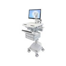 Ergotron StyleView Cart with LCD Pivot, SLA Powered, 6 Drawers - 6 Drawer - 37 lb Capacity - 4 Casters - Aluminum, Plastic, Zinc Plated Steel - White, Gray, Polished Aluminum