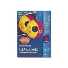 Avery Matte CD Label - Permanent Adhesive Length - 2 / Sheet - Circle - Inkjet - White - 100 / Pack