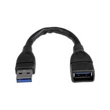 StarTech.com 6in Black USB 3.0 Extension Adapter Cable A to A - M/F - USB for Flash Drive, Notebook, Desktop Computer - Extension Cable - 6" - 1 Pack - 1 x Type A Male USB - 1 x Type A Female USB - Nickel Plated - Shielding - Black