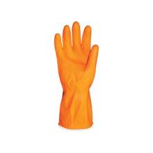 ProGuard Deluxe Flock Lined Latex Gloves - Small Size - Latex - Orange - Embossed Grip, Extra Heavyweight, Durable, Acid Resistant, Alcohol Resistant, Alkali Resistant, Abrasion Resistant, Tear Resistant, Long Lasting, Detergent Resistant, Fat Resistant,