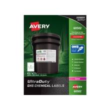 Avery UltraDuty GHS Chemical Laser Labels - Permanent Adhesive - "7.75" Width x 4.75" Length - 2 / Sheet - Rectangle - Laser - White - Polyester Film - 100 / Box