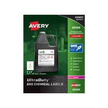 Avery UltraDuty GHS Chemical Laser Labels - Permanent Adhesive - "4" Width x 4" Length - 4 / Sheet - Square - Laser - White - Polyester Film - 200 / Box