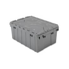Akro-Mils Attached Lid Container - Internal Dimensions: 8.63" Height - External Dimensions: 21.5" Length x 15" Width x 9" Height - 35 lb - 8 gal - Padlock, String/Button Tie Closure - Stackable - Plastic - Gray - For File - 1 Each