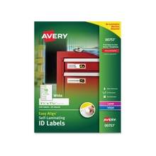 Avery Easy Align Self-Laminating ID Labels - Permanent Adhesive - 250 Label(s)" - 3.50" Width x 1.03" Length - 10 / Sheet - Rectangle - Laser, Inkjet - White - 250 / Pack