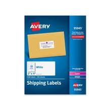 Avery Laser Inkjet Printer White Shipping Labels - Permanent Adhesive - 2500 Label(s)" - 2" Width x 4" Length - 10 / Sheet - Rectangle - Laser, Inkjet - Bright White - 2500 / Box