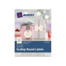 Avery Pearlized Scallop Round Labels 08214, 2-1/2" Diameter, Pack of 72 - Permanent Adhesive - 72 Label(s)" Length - 2.50" Diameter - 9 / Sheet - Round Scallop - Inkjet, Laser - Ivory - 72 / Pack
