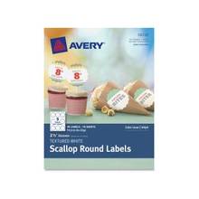 Avery Textured White Scallop Round Labels 08218, 2-1/2" Diameter, Pack of 90 - Permanent Adhesive - 90 Label(s)" Length - 2.50" Diameter - 9 / Sheet - Round Scallop - Inkjet, Laser - White - 90 / Pack