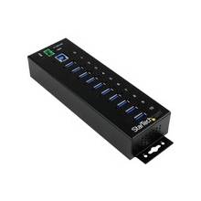 StarTech.com 10 Port Industrial USB 3.0 Hub - ESD and Surge Protection - DIN Rail or Surface-Mountable Metal Housing - USB - 10 USB Port(s) - 10 USB 3.0 Port(s)