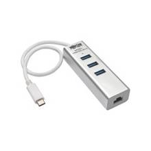 Tripp Lite 3-Port Portable USB 3.1 Gen 1 USB-C Gigabit Ethernet Adapter - USB Type C - External - 3 USB Port(s) - 1 Network (RJ-45) Port(s) - 3 USB 3.0 Port(s)