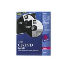 Avery CD/DVD and Jewel Case Spine Label - Permanent Adhesive Length - 2 / Sheet - Circle - Laser - White - 100 / Pack