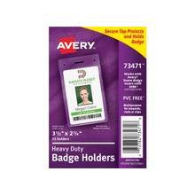 Avery Secure Top ID Badge Holder - Portrait - 25 / Pack - Clear