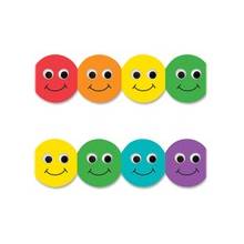 Hygloss Smiley Face Design Border Strips - 12 Smiley Face - Long Lasting, Durable, Damage Resistant - 36" Height x 3" Width - Assorted - 12 / Pack