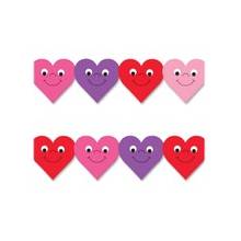 Hygloss Happy Hearts Design Border Strips - 12 Happy Hearts - Damage Resistant, Durable, Long Lasting - 36" Height x 3" Width - Assorted - 12 / Pack