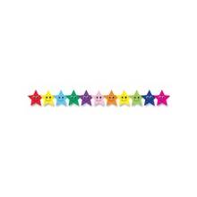 Hygloss Colorful Happy Stars Border Strips - 12 Happy Stars - Damage Resistant, Durable, Long Lasting - 36" Height x 3" Width - Assorted - 12 / Pack