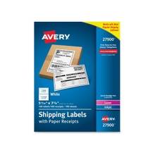 Avery Paper Receipt White Shipping Labels - Permanent Adhesive - 100 Label(s)" - 5.06" Width x 7.62" Length - 1 / Sheet - Rectangle - Laser, Inkjet - White - Paper - 100 / Box