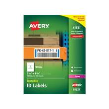 Avery Durable ID Labels - Permanent Adhesive - "3.25" Width x 8.38" Length - 3 / Sheet - Rectangle - Laser - White - Polyester - 150 / Box