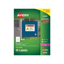 Avery Durable ID Labels - Permanent Adhesive - "5" Width x 3.50" Length - 4 / Sheet - Rectangle - Laser - White - Polyester - 200 / Box