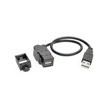 Tripp Lite USB Keystone Panel Mount Extension Coupler Cable M/F Angled 1ft - USB for Flash Drive - 60 MB/s - Extension Cable - 1 ft - 1 x Type A Male USB - 1 x Type A Female USB - Shielding