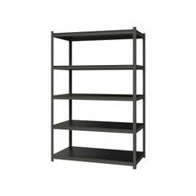 Hirsh 3,200 lb Capacity Iron Horse Shelving - 5 Compartment(s) - 72" Height x 48" Width x 18" Depth - Recycled - Gray, Black Shelf - Steel, Particleboard - 1Each